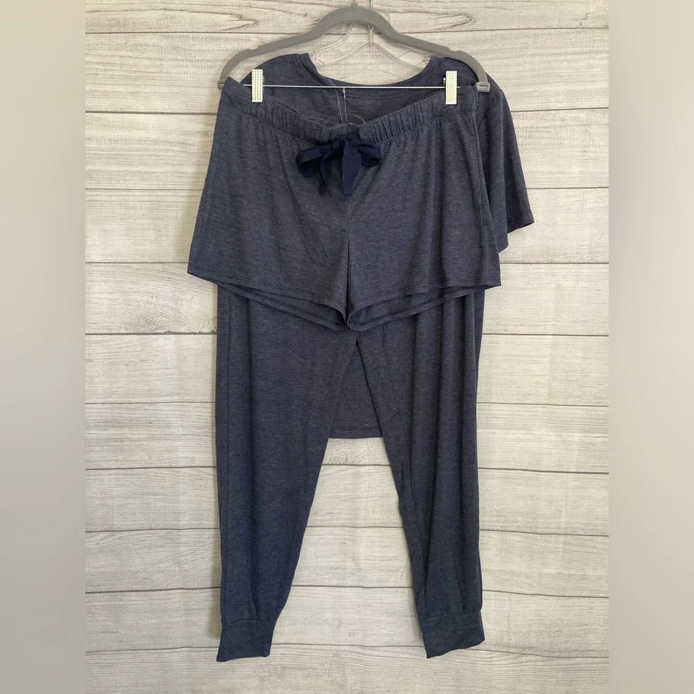 Felina | Ladies 3-Piece PJ Set Heather Blue - Picture 2 of 5